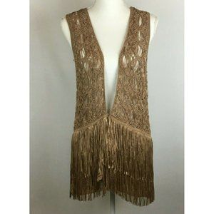 Chicos Sleeveless Cardigan Kimono Long Fringe Sz 2